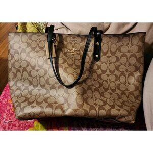 COACH Brown Signature Monogram City Tote Shoulder Bag # B20279-76636